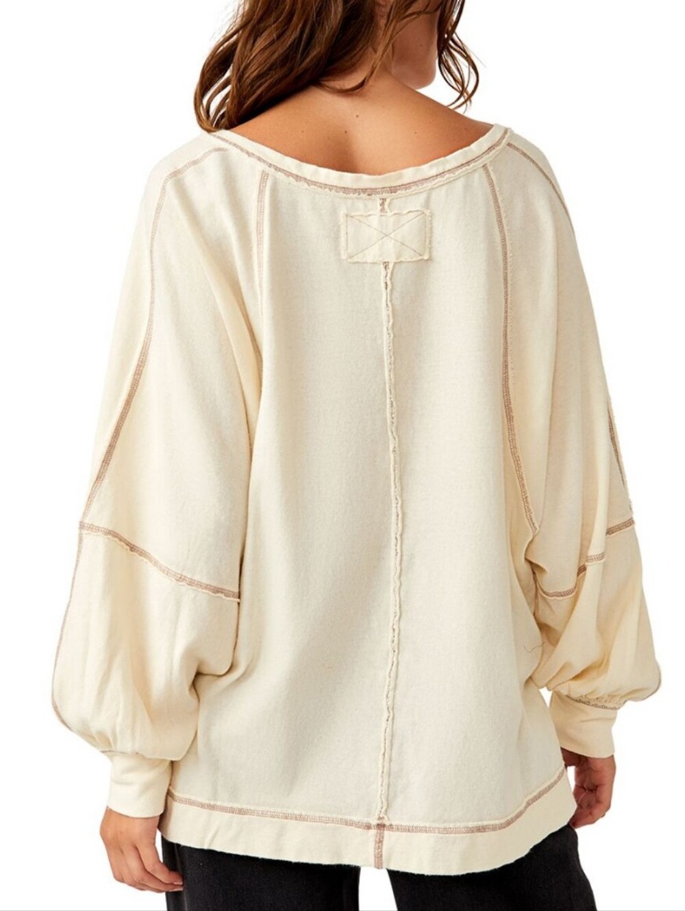 We The Free (Free People) Wish I Knew Tee Cream Size Large Oversized - Picture 2 of 7